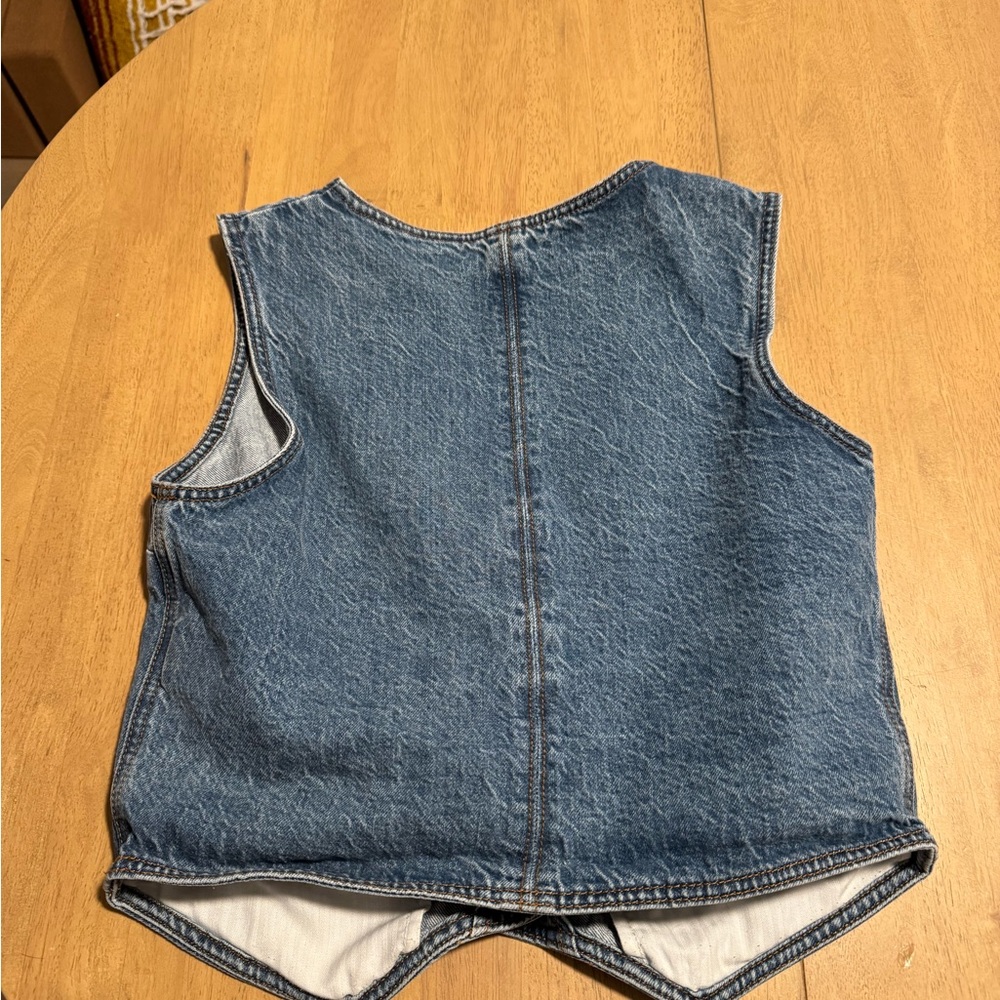 Abercrombie & Fitch Blue Denim Sleeveless Vest